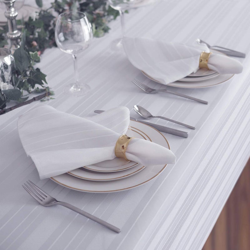 Newbridge 52 x 52 Inch Square White Spring and Easter Fabric Tablecloth, Denley Satin Stripe, Heavy Weight No Iron Polyester Holiday Dining & Party Table Cover - Image 4